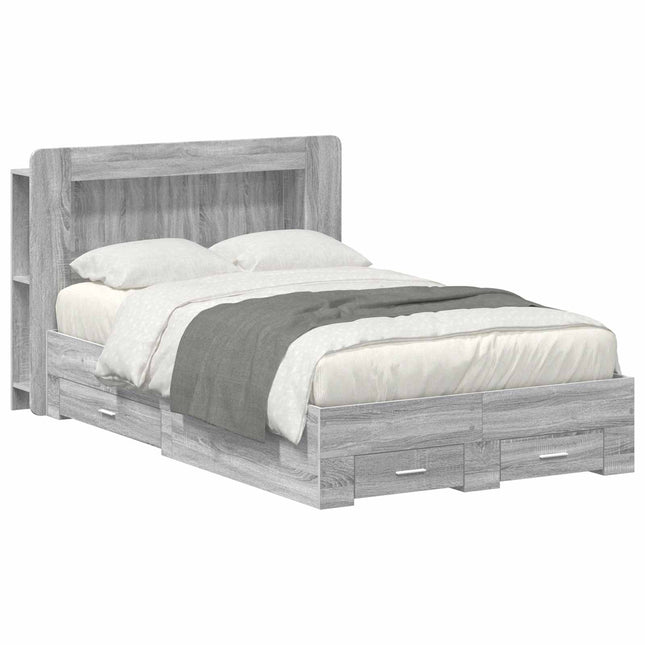 Sengestel med opbevaring med hovedgærde Grå Sonoma 120 x 190 cm