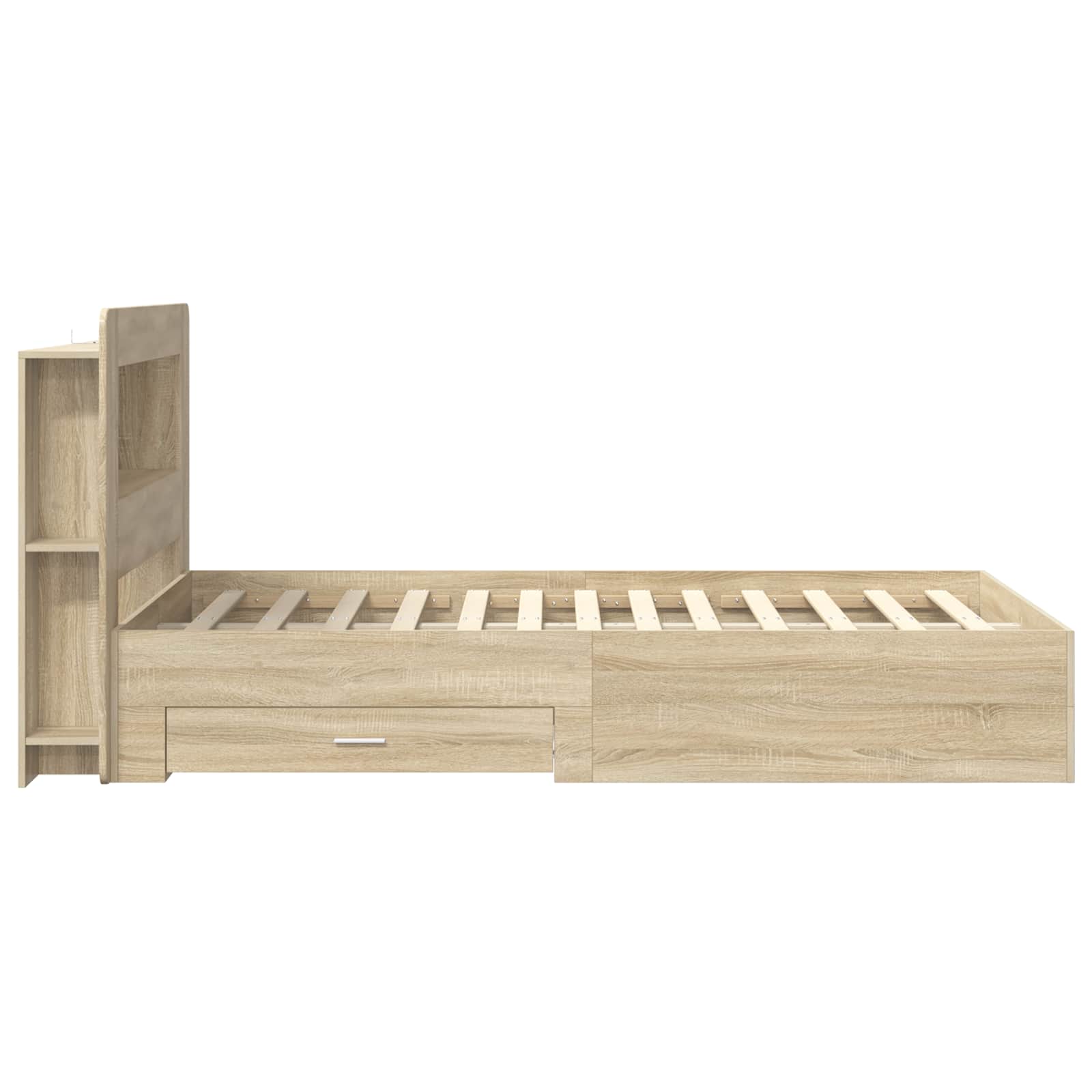 Sengestel med opbevaring Sonoma-eg 120 x 200 cm Konstrueret træ