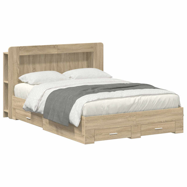 Sengestel med opbevaring Sonoma-eg 150 x 200 cm Konstrueret træ