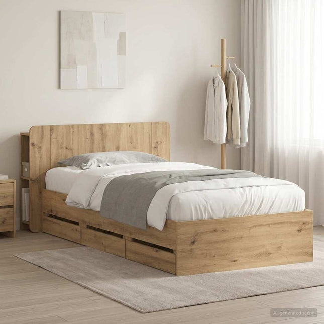 Sengestel med opbevaring Artisan-eg 80 x 200 cm Konstrueret træ