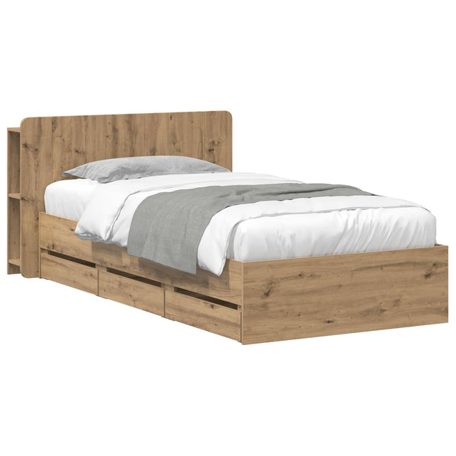 Sengestel med opbevaring Artisan-eg 80 x 200 cm Konstrueret træ