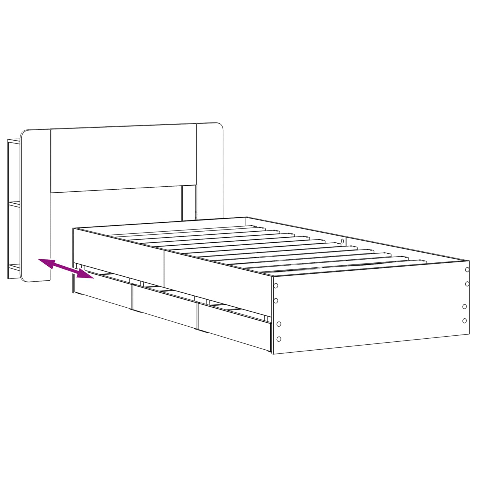 Sengestel med opbevaring Røget eg 90 x 190 cm Konstrueret træ