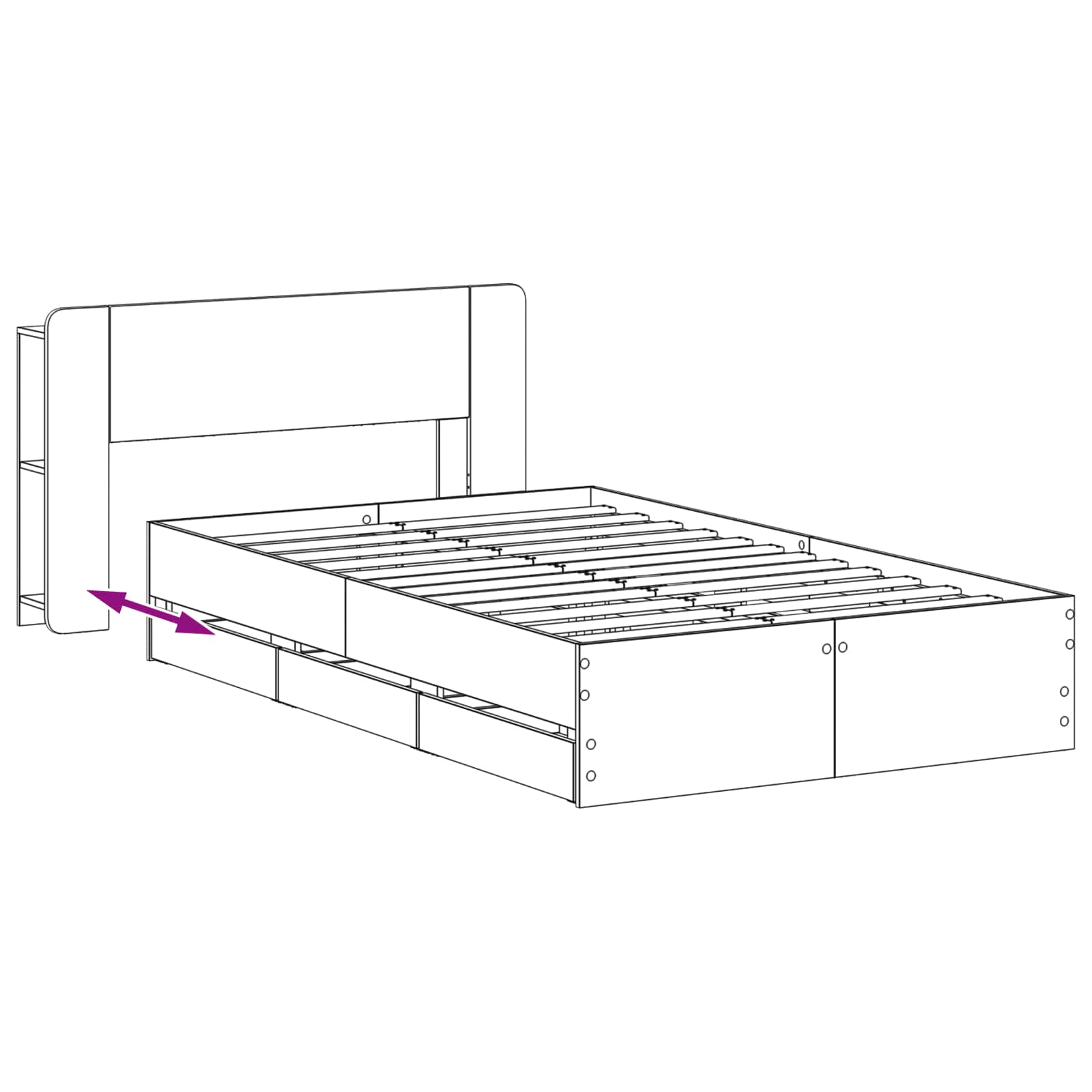 Sengestel med opbevaring Røget eg 120 x 190 cm Konstrueret træ