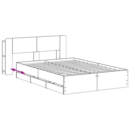Sengestel med opbevaring og hovedgærde Røget eg 135 x 190 cm