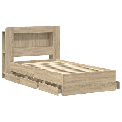 Sengestel med opbevaring Sonoma-eg 75 x 190 cm Konstrueret træ