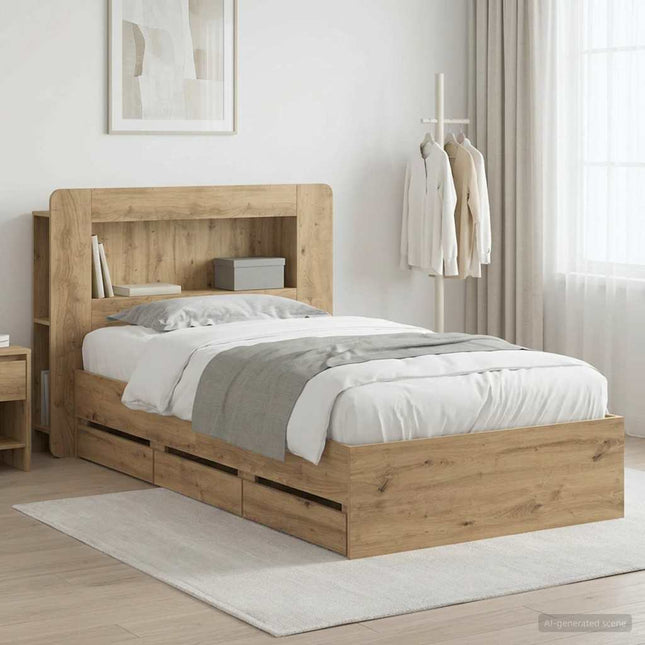 Sengestel med opbevaring Artisan-eg 80 x 200 cm Konstrueret træ