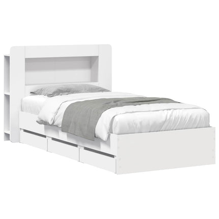 Sengestel med opbevaring Hvid 80 x 200 cm Konstrueret træ