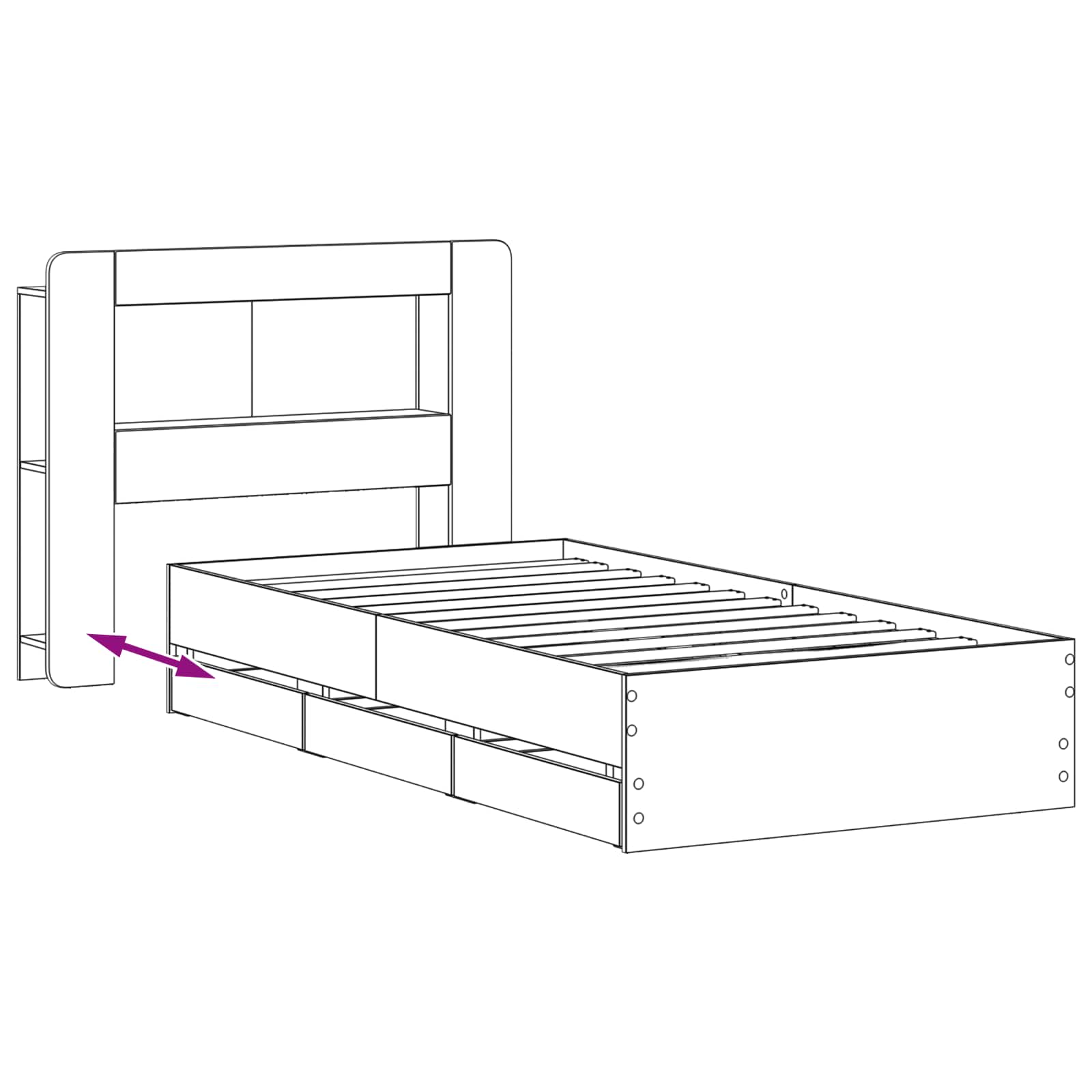 Sengestel med opbevaring Røget eg 90 x 190 cm Konstrueret træ
