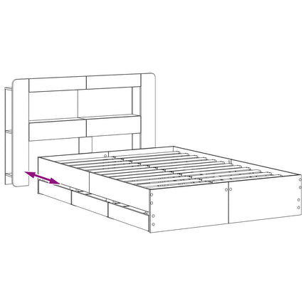 Sengestel med opbevaring Sort 160 x 200 cm Konstrueret træ