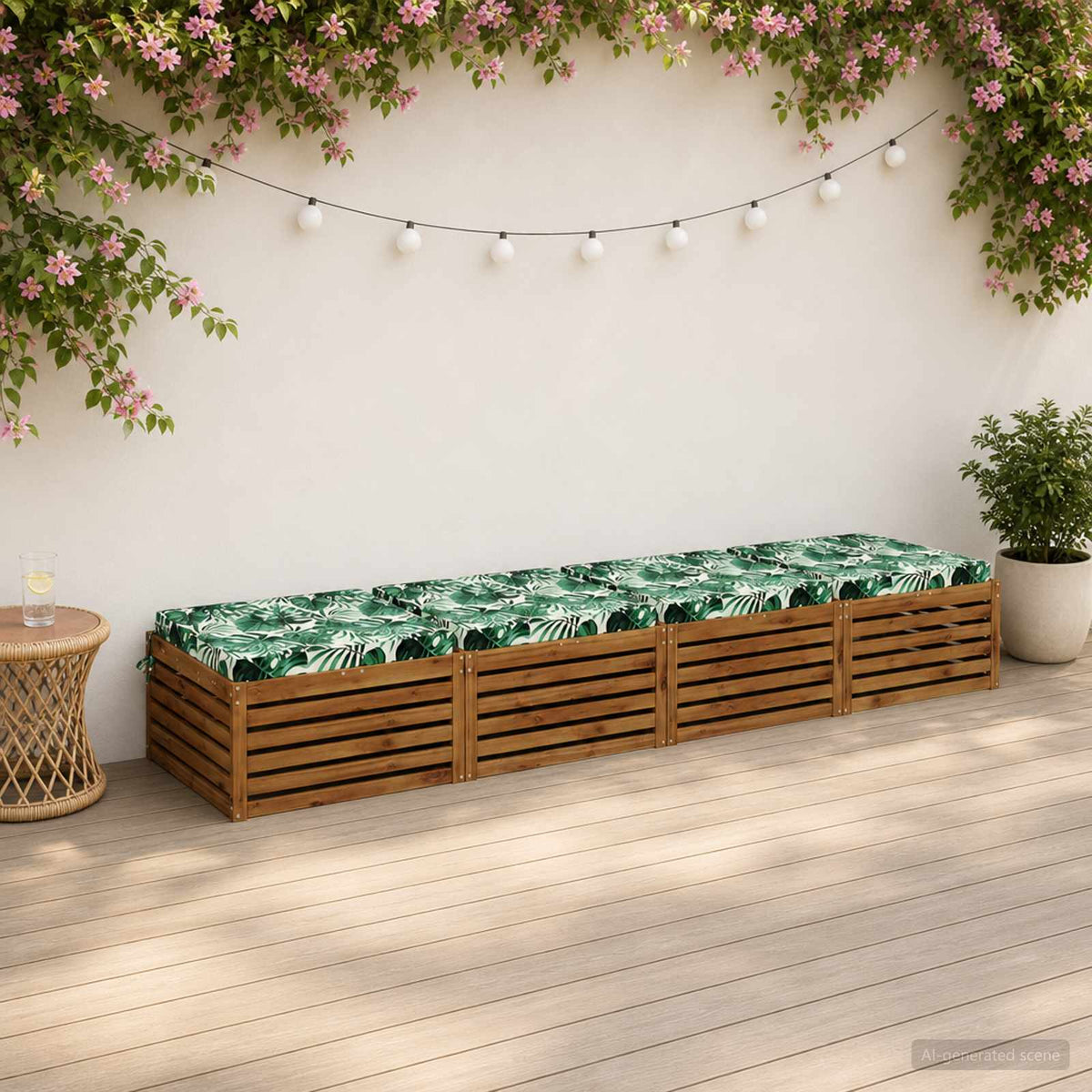 vidaXL 4-Stykke Sædepuder SOEST 4 stk. 100% polyester Bladmønster