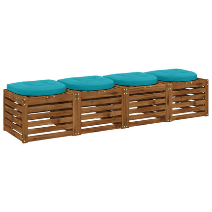 4-Stykke Sædepuder 4 stk. 100% polyester Turkis 40 x 40 x 5 cm