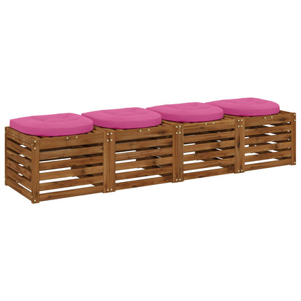 4-Stykke Sædepuder 4 stk. 100% polyester Lyserød 45 x 45 x 5 cm