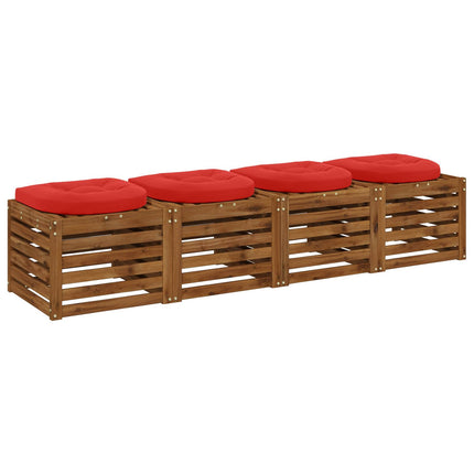 4-Stykke Sædepuder 4 stk. 100% polyester Rød 45 x 45 x 5 cm