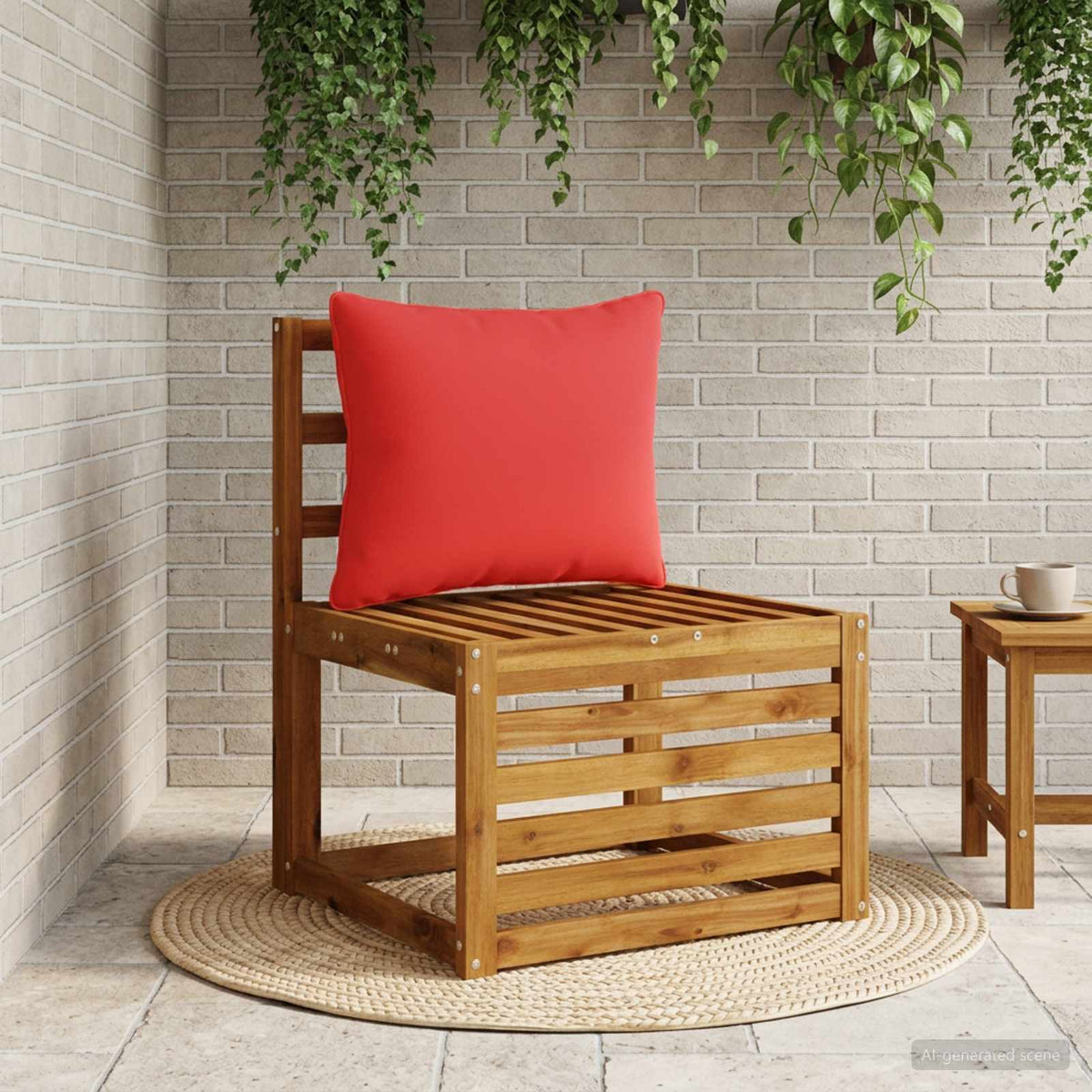 Rygpude PUTTEN i polyester til stol og havemøbler - rød 50 x 40 x 15 cm