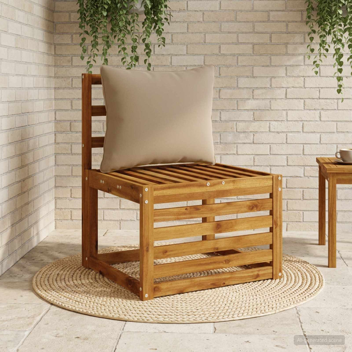 Rygpude PUTTEN i polyester til stol og havemøbler - gråbrun 60 x 40 x 15 cm