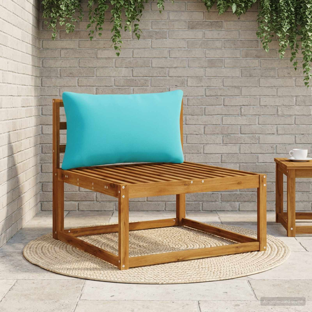 Rygpude PUTTEN i 100% polyester til inde og ude - turkis 80 x 40 x 15 cm