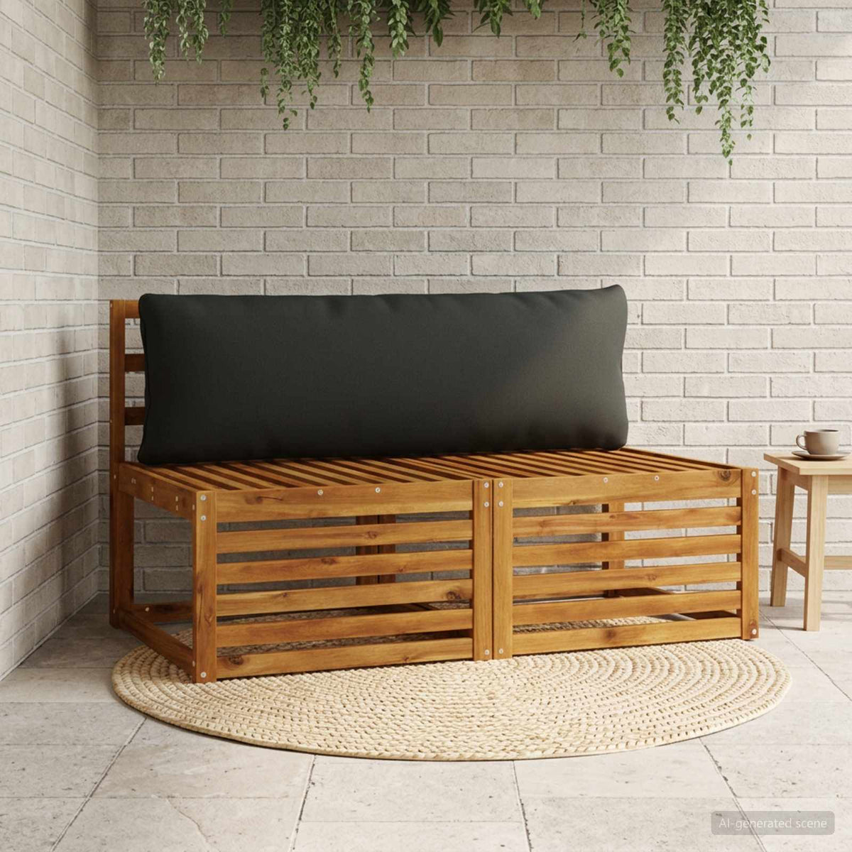 vidaXL 1-delte rygpuder PUTTEN 100% polyester Sort 120 x 40 x 15 cm
