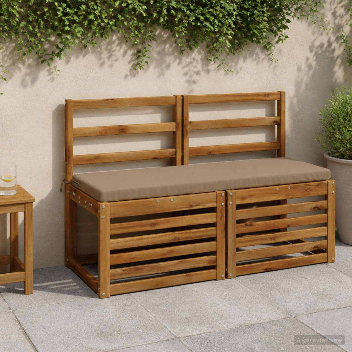 vidaXL 2-delt bænkepude SOEST 2 stk. 100% polyester Gråbrun