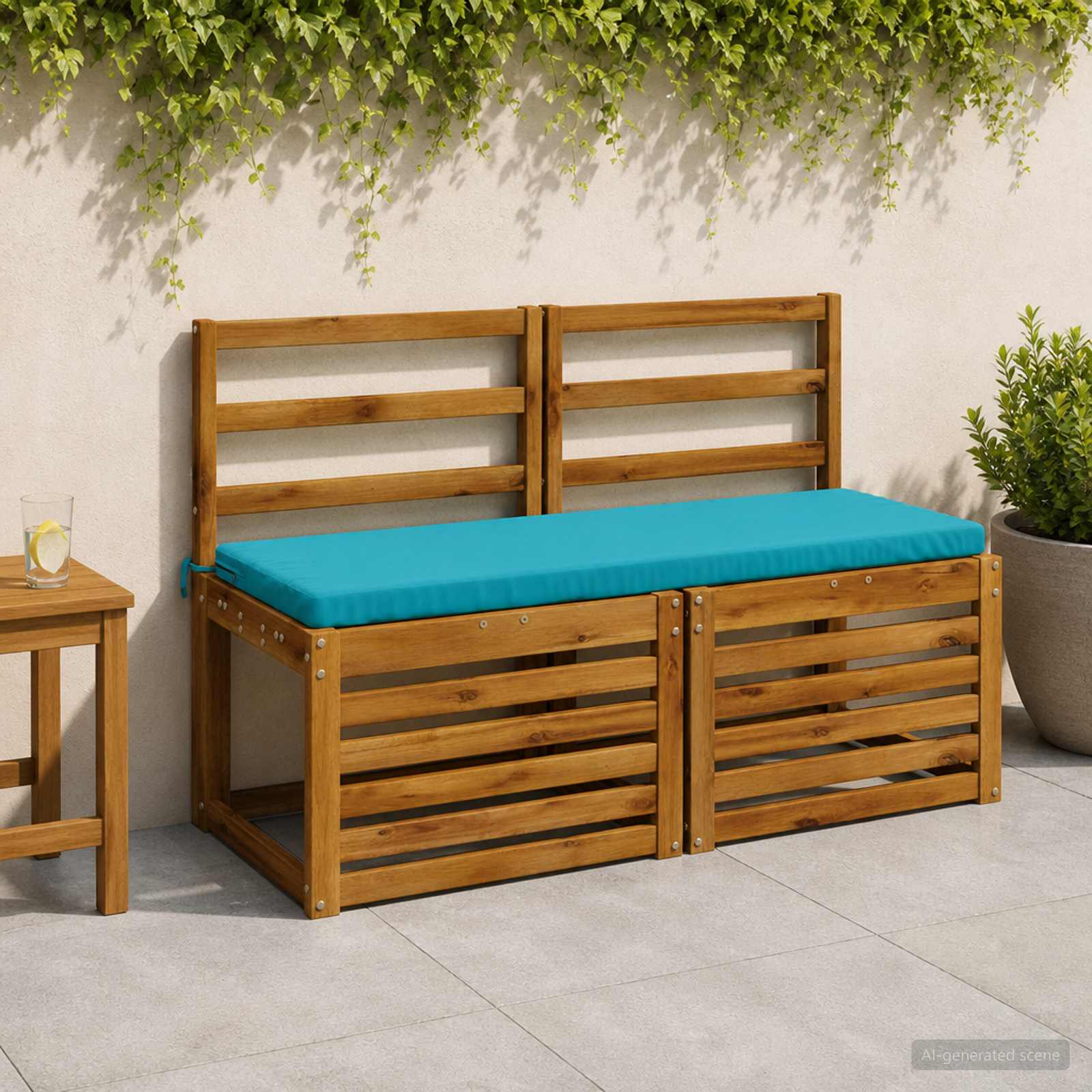 2-delt bænkepude SOEST 2 stk. turkis 100% polyester