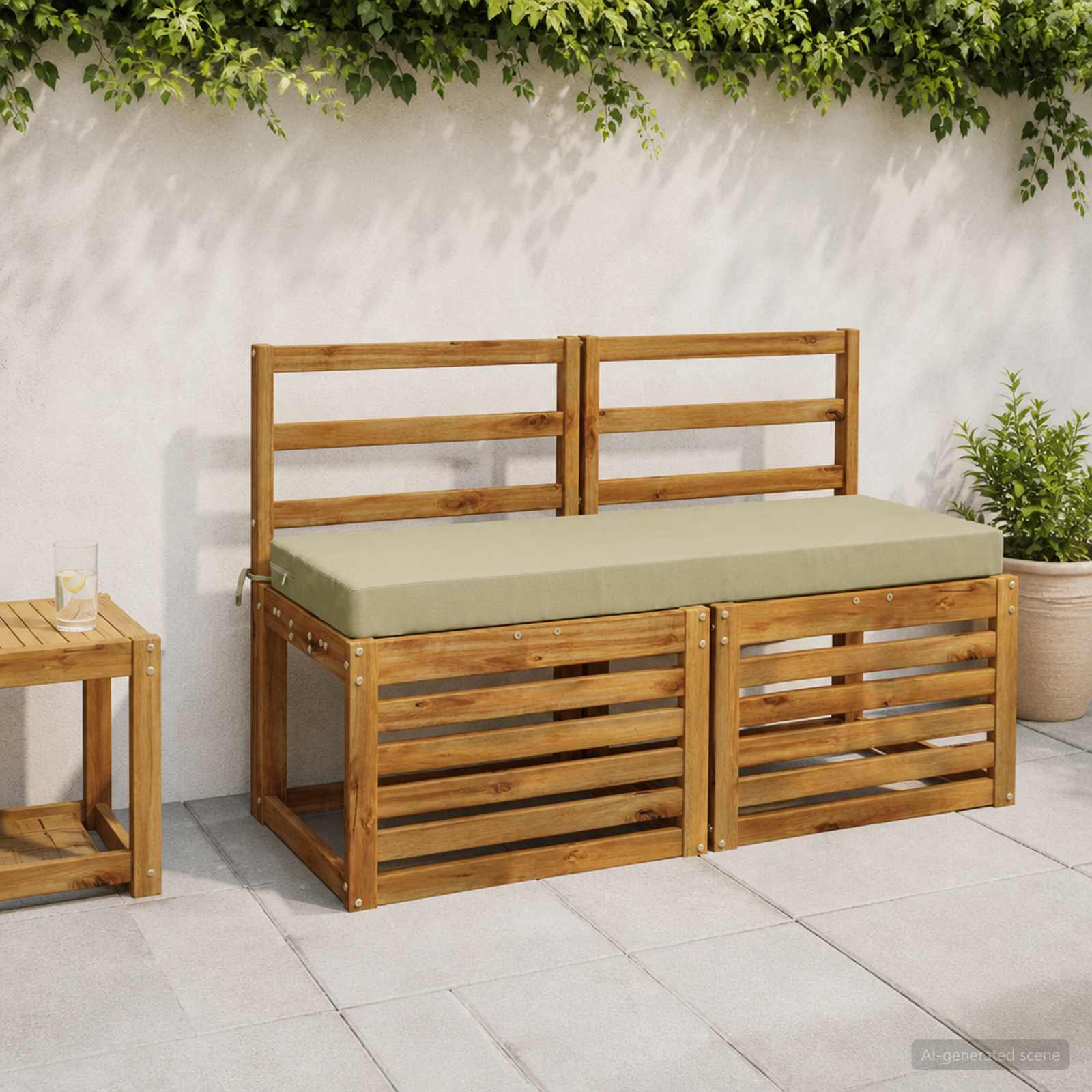 vidaXL 2-delt bænkepude SOEST 2 stk. 100% polyester Lys grøn