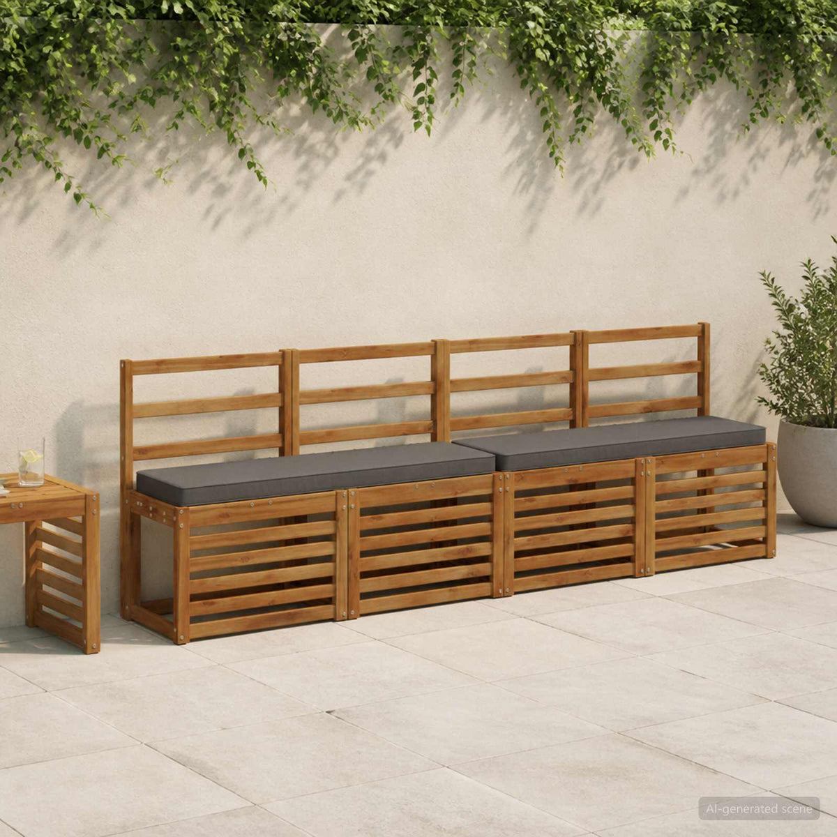 vidaXL 2-delt bænkepude VUGHT 2 pcs 100% polyester Grå 110 x 30 x 5 cm