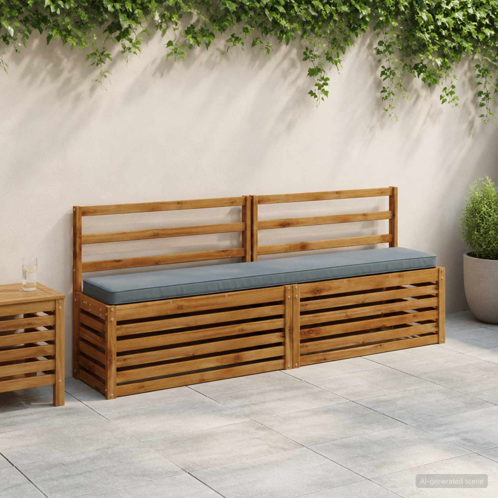 vidaXL 2-delt bænkepude VUGHT 2 pcs 100% polyester Blå 180 x 30 x 5 cm