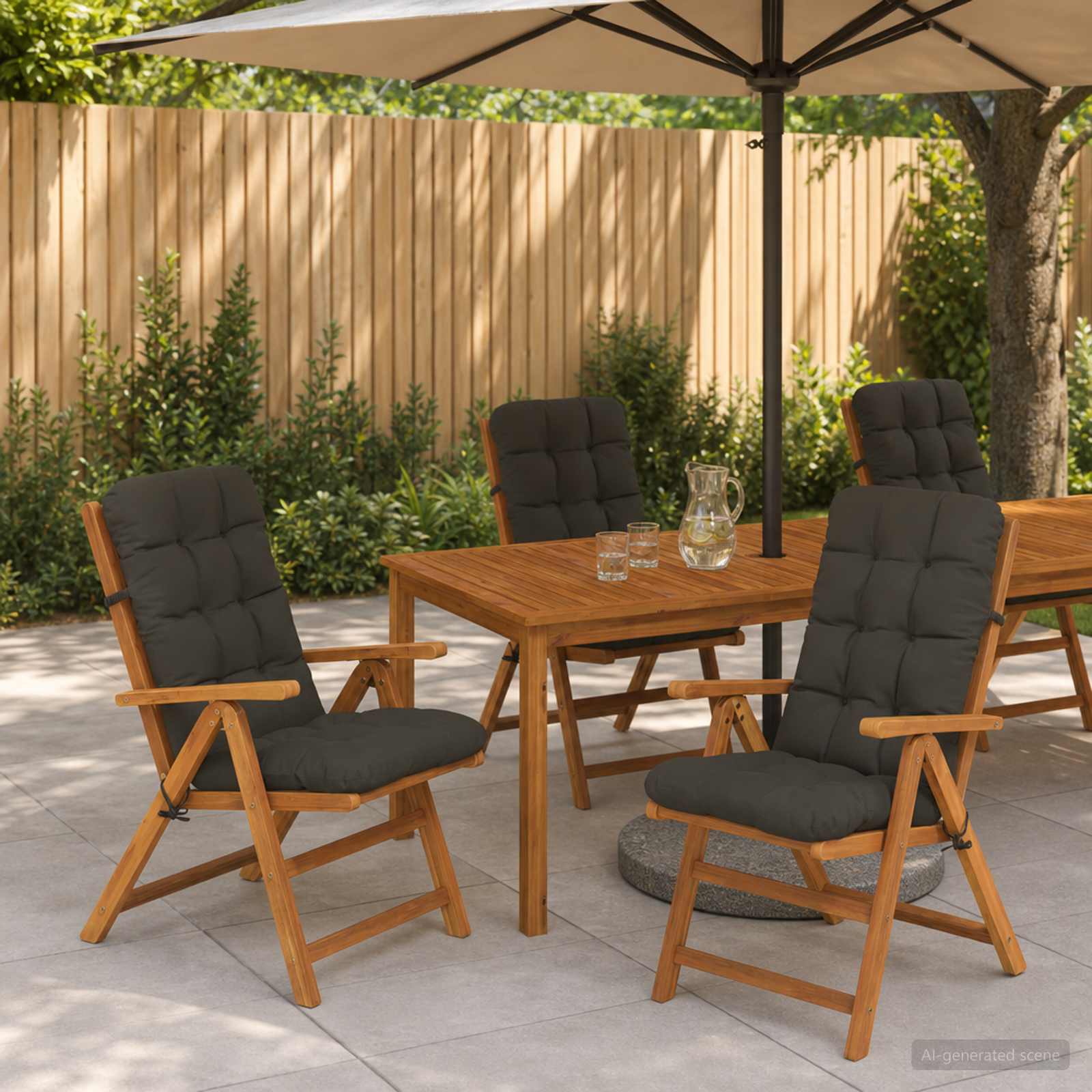 6-delt hjt rygstol puder VIANEN 6 pcs 100% polyester Antracit