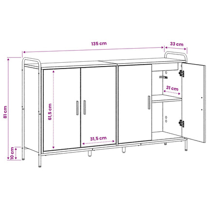 Sideboard Sonoma-eg 97 x 33 x 81 cm Konstrueret træ