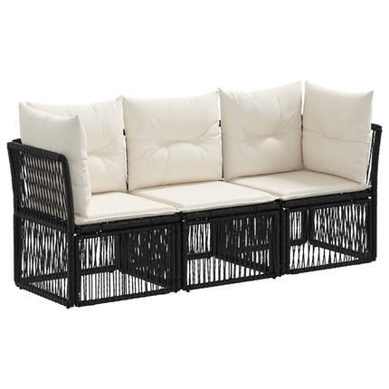 Havesofa Sæt 3 stk. Sort polyrattan