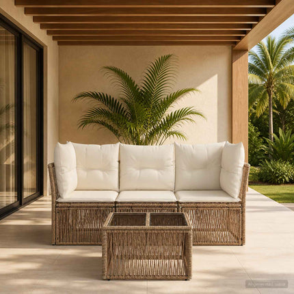 Havesofa Sæt 4 stk. Beige polyrattan