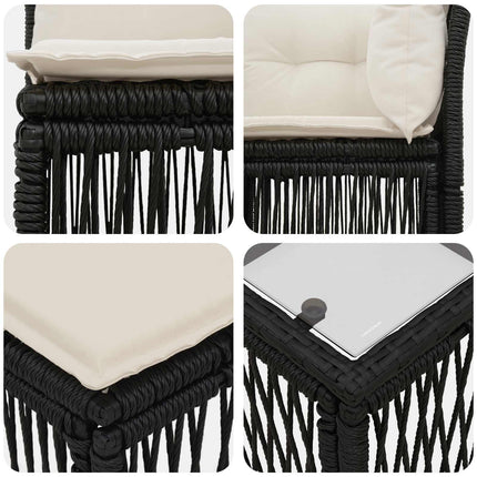 Havesofa Sæt 7 stk. Sort polyrattan