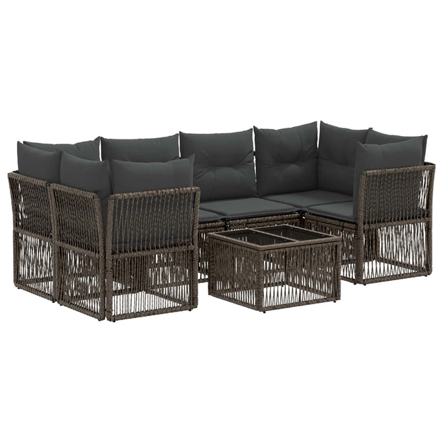 Havesofa Sæt 7 stk. Grå polyrattan