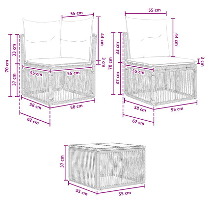 Havesofa Sæt 7 stk. Beige polyrattan