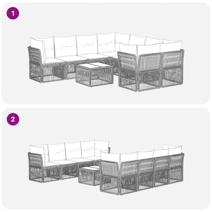 Havesofa Sæt 9 stk. Grå polyrattan