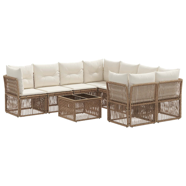Havesofa Sæt 9 stk. Beige polyrattan