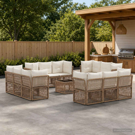 Havesofa Sæt 13 stk. Beige polyrattan