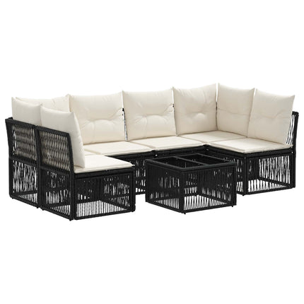 Havesofa Sæt 7 stk. Sort polyrattan