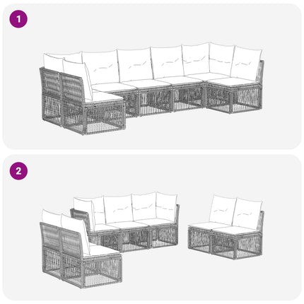Havesofa Sæt 7 stk. Grå polyrattan
