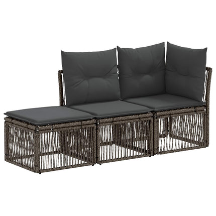 Havesofa Sæt 3 stk. 3-Antal sæder Grå polyrattan