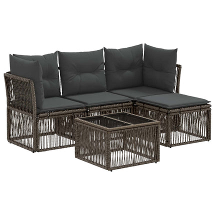 Havesofa Sæt 5 stk. Grå polyrattan