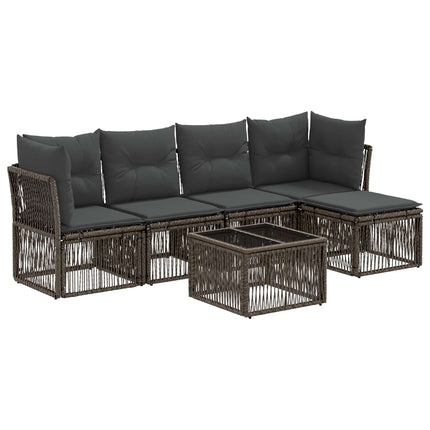 Havesofa Sæt 6 stk. Grå polyrattan