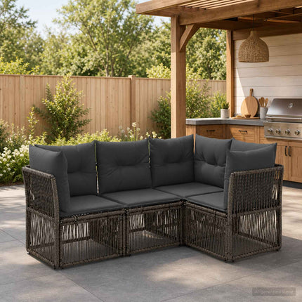 Havesofa Sæt 4 stk. Grå polyrattan