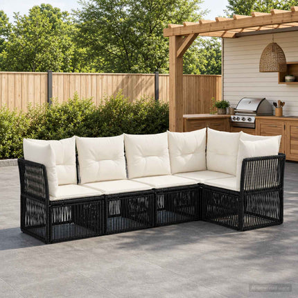 Havesofa Sæt 5 stk. Sort polyrattan