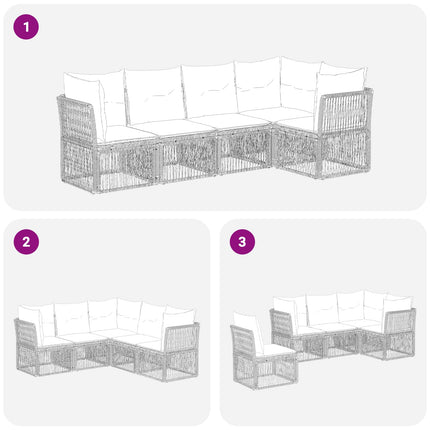 Havesofa Sæt 5 stk. Grå polyrattan