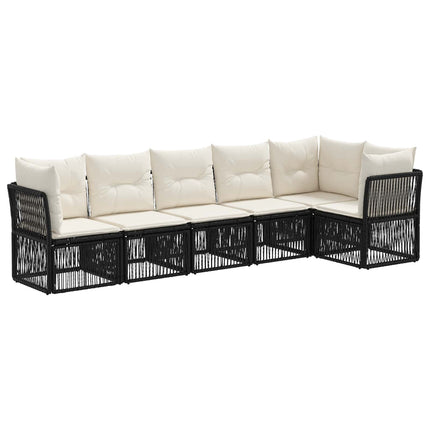 Havesofa Sæt 6 stk. Sort polyrattan