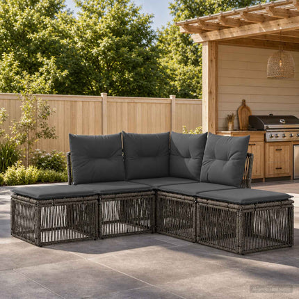 Havesofa Sæt 5 stk. Grå polyrattan