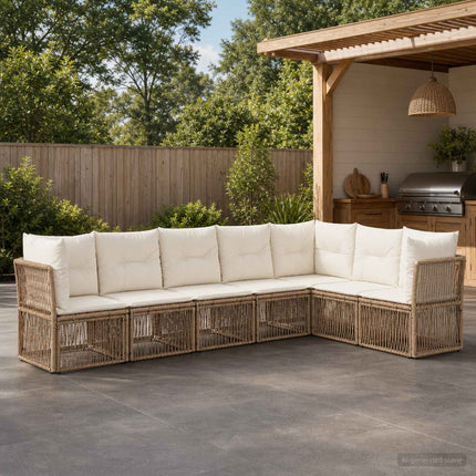 Havesofa Sæt 7 stk. Beige polyrattan