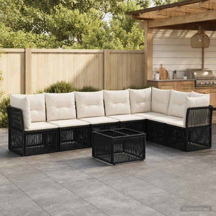 Havesofa Sæt 8 stk. Sort polyrattan