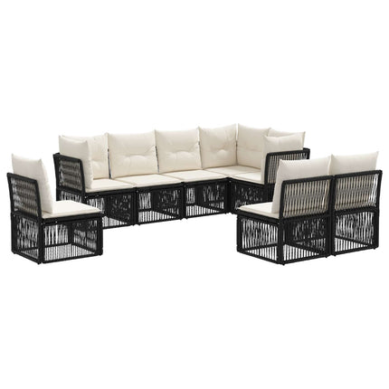 Havesofa Sæt 8 stk. Sort polyrattan
