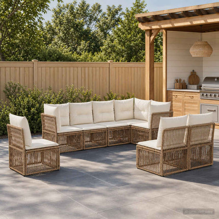 Havesofa Sæt 8 stk. Beige polyrattan